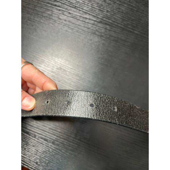 Vintage Linea Pelle Classic Black Leather Belt with Unique Rectangular Buckle main image 8